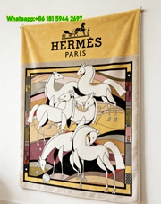 Hermès Geometric Horses Flannel Throw Blanket IMG_5067